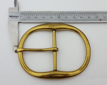 Matte oval brass plated  buckle for 2" belt