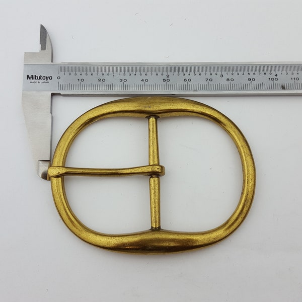 Matte oval brass plated  buckle for 2" belt