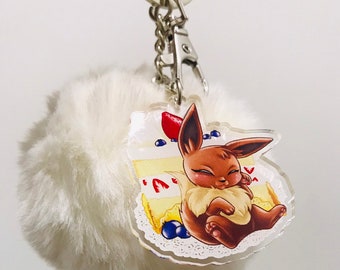 Let's Go! Eat some Cake! Pocket monsters Pom Pom keychain