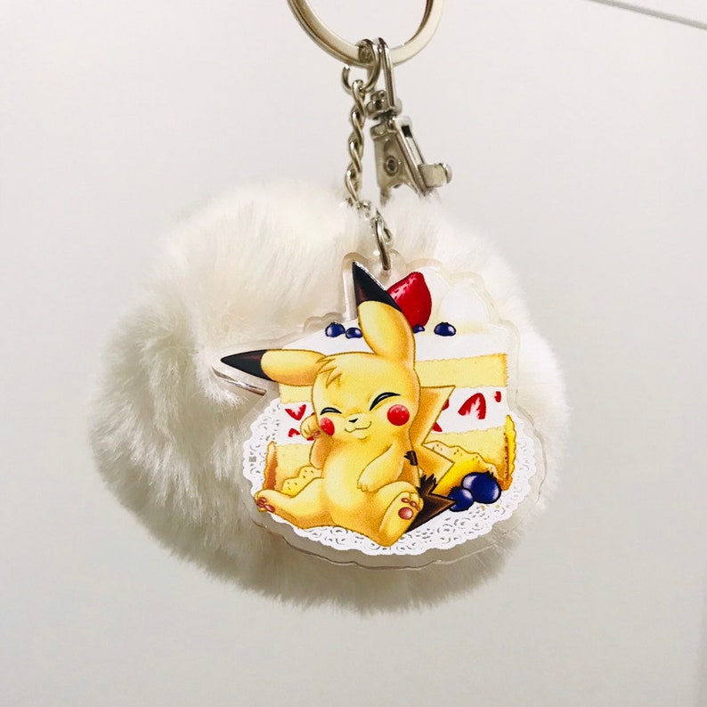 Let's Go Eat some Cake Pocket monsters Pom Pom keychain image 2