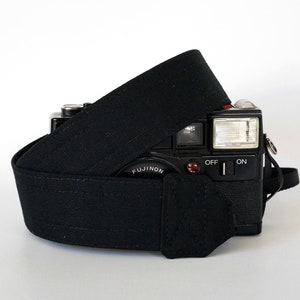 Plain Black Canvas Camera Strap: Adjustable SLR DSLR Strap