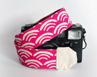 Pink Nikon camera strap, Japanese camera strap, dslr camera neck strap, organic cotton pink