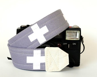 Cool camera strap, SLR DSLR camera strap, cross camera strap, gift for him, Nikon camera strap, gray