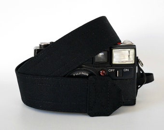 Plain Black Canvas Camera Strap: Adjustable SLR DSLR Strap