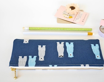 Cute pencil pouch, animal zipper pouch, zipper pencil case, fabric pencil case