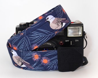 Canon Camera strap, SLR DSLR camera neck strap, navy camera strap, Australia, Finch