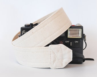 Plain white camera strap, Wedding DSLR camera strap, solid white camera neck strap, off white strap
