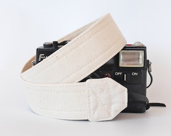 Plain White Camera Strap: Adjustable DSLR Neck Strap