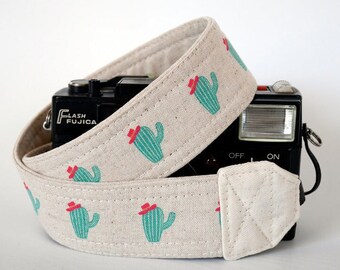 Adjustable SLR Camera Strap with Unique Japanese Cacti Pattern, Durable and Stylish Photography Accessory