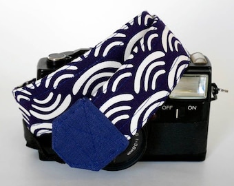 Photographer gift, mens camera neck strap, organic cotton camera strap, dslr camera strap, unisex camera strap, seigaiha