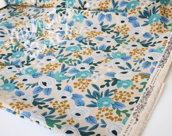 Rifle Paper Co. Garden Party Canvas Fabric, Floral Linen Cotton Blend
