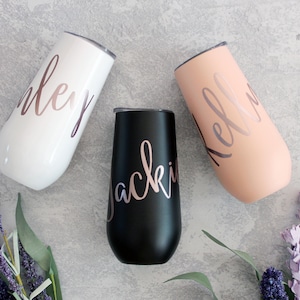 Insulated champagne stemless flutes, personalized stainless steel cup, wine glasses, tumbler vacuum bridesmaid gifts, bachelorette party