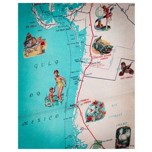 Fort Myers Naples  Bonita Beach Vanderbilt Estero Island retro beach map print funky vintage turquoise photo of Florida art print West Coast