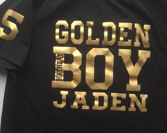 Golden Birthday Boy Shirt tshirt personalize with name & age