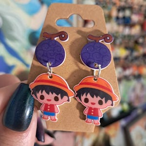 Pirate anime dangle earrings | shrink plastic earrings