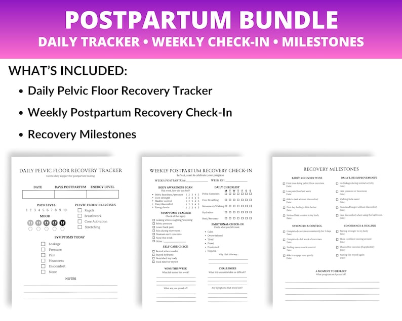 Postpartum Progress Notes.pdf Postpartum Pelvic Floor Recovery Tracker | Postpartum Healing Planner ...