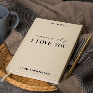 Reasons Why I Love You 2 Lined Notebook -  Personalized Wedding Gift, Custom Couple Journal, Birthday Anniversary Romantic Gift for Her