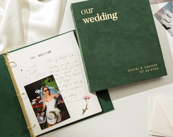 Modern Wedding Photo Album Binder - Custom Engagement Honeymoon Anniversary Picture Scrapbook Memory Book