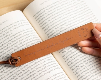 Engraved Leather Bookmark, Leather Anniversary Gift, Book Lover Gift for Him Her, Unique & Thoughtful Mother's Day Gift with Custom Words