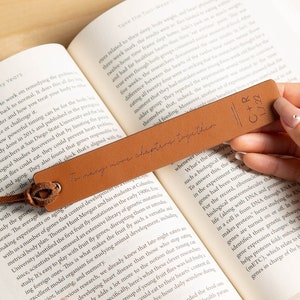 Engraved Leather Bookmark, Leather Anniversary Gift, Book Lover Gift for Him Her, Unique & Thoughtful Mother's Day Gift with Custom Words image 1