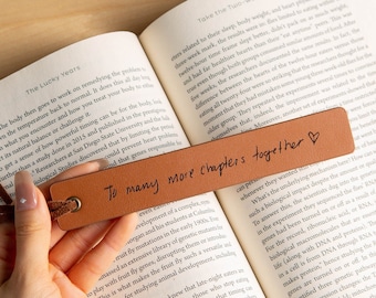 Engraved Leather Bookmark, Handwritten Note Bookmark Custom 3rd Anniversary Gift for Him Unique Mother's Day Gift Idea for Her