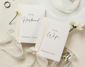 Husband Wife Vow Books with Ribbons (Set of 2) - Ready To Ship Wedding Ceremony Promise Speech Booklets, Engagement Vow Renewal Keepsake
