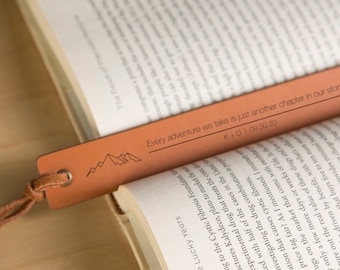 Engraved Leather Bookmark, 3rd Anniversary Bookmark Custom Handwritten Note Bookmark, Cute Mother's Day Gift Idea from Daughter Son To Mom