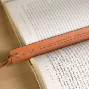 Engraved Leather Bookmark, 3rd Anniversary Bookmark Custom Handwritten Note Bookmark, Cute Mother's Day Gift Idea from Daughter Son To Mom image 1