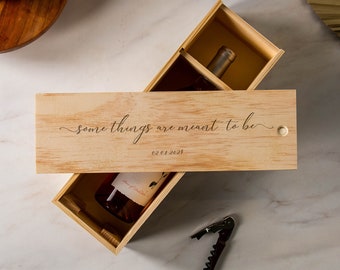 Wood Wine Box (Design 7) - Wedding Song Lyrics Engraved Optional Meaningful Date, Custom Personalized Mom Gift Idea for Mother's Day 2024