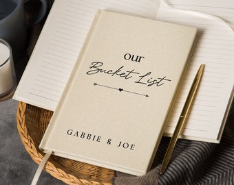Bucket List Lined Notebook - Personalized Trip Planner Note, Custom Wedding Gift for Couple, Our Memory Passport, Travel Together Journal