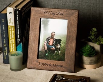 Engraved Wood Frame - Custom Pet Picture Frame, Gift for Dog Cat Mom Dad, Memorial Remembrances Photo Frame For Memories, Mother's Day Gift