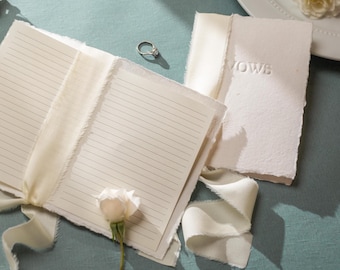 Embossed Deckled Edge Vow Booklets (Set of 2) - Ready To Ship Minimalist Fine Art Wedding Keepsake