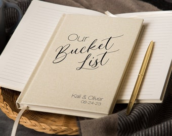 Bucket List 2 Lined Notebook - Personalized Travel Gift Notebook, Hard Cover, Unique Stationery, Relationship Goals Planner, Wanderlust Gift