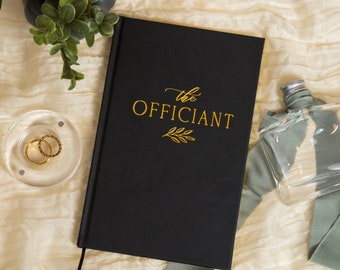 Embossed The Officiant Book (Ready to Ship) - Gold Embossed Hard Cover Wedding Day Officiant Book, Christmas Gift for Officiant