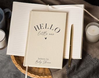 Hello Little One Lined Notebook - Personalized Hard Cover book for Custom Journal Baby Shower Return Gift for New Mom 2024 Mother's Day