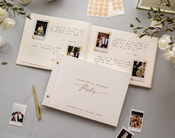 Luxe Photo Guest Book (G4) - 11.5 x 8.5 Diy Custom Wedding Instax Polaroid Instant Pictures Signing Book Reception Party Scrapbook