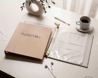 Personalized Linen Portfolio Binder (D1)  - Custom Memory or Document Organizer, Teacher Planner, Keepsake Album Folder