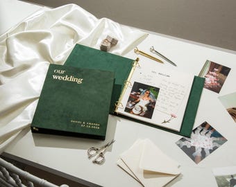 Modern Wedding Photo Album Binder - Custom Engagement Honeymoon Anniversary Picture Scrapbook Memory Book