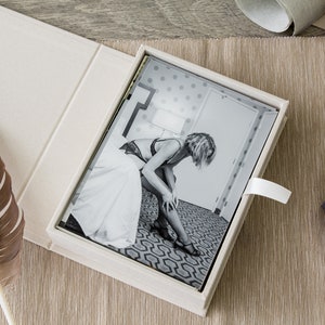 4x6" Boudoir Linen Box - Linen Fabric Photo Storage Box, Boudoir Photography Display Box, Birthday Anniversary Wedding Day Gift for Husband