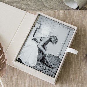 4x6&quot; Embossed Boudoir Linen Box - Fabric Photo Storage Box Boudoir Photography Display Box Birthday Anniversary Wedding Day Gift for Husband