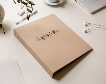 Personalized Linen Portfolio Binder (D1)  - Custom Memory or Document Organizer, Teacher Planner, Keepsake Album Folder