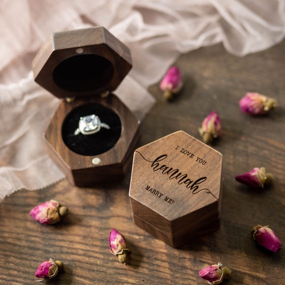 Triple Slot Wedding Ring Box Engagement Velvet Ring Box Monogram Ring Box  Proposal Ring Bearer Personalized Wedding Ring Box - Etsy