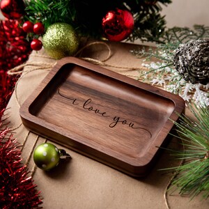 Rectangle Wood Tray Engraved Key or Ring Dish, Bedside or Work Desk Table Tray, Father of the Bride Groom Dad Husband Birthday Gift image 2