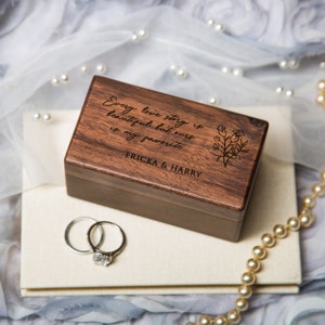 Quad Wood Ring Box Storage for 2-4 Rings, Engraved Ring Bearer Box Alternative Wedding Ceremony, Unique Proposal Engagement Gift For Her image 7