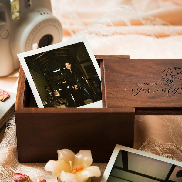 Boudoir Polaroid or Instax Print Box - Film Storage, Small Picture Photo Box, Anniversary Wedding Day Gift, Romantic Gift for Husband Fiancé