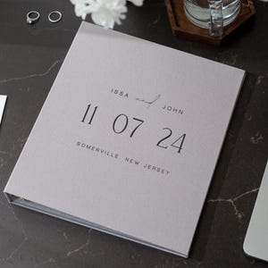 Classeur de mariage en lin à 3 anneaux (modèle 5) - Cadeau de mariage personnalisé pour la fiancée, future mariée