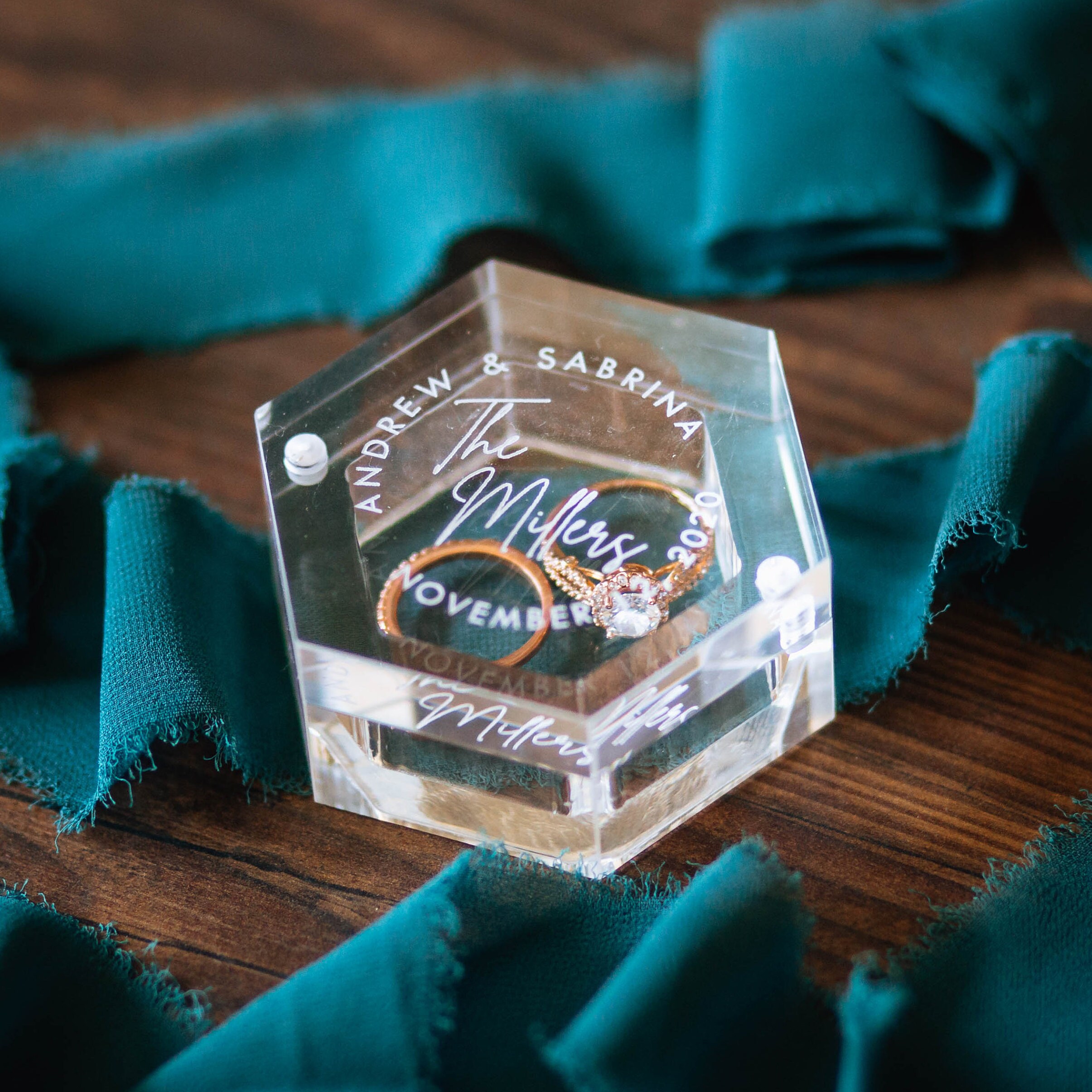 Clear Hexagon Ring Box Engraved ORIGINAL Acrylic Wedding Etsy