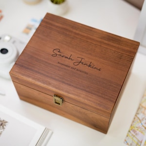 Engraved Wood Storage Box w/ Hinge Lid (D6) - Keepsake Memory Box for Photos Cards Notes, Large Retirement  Graduation Gifts, Time Capsule