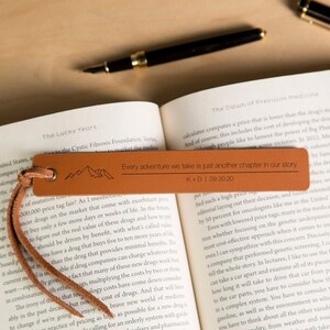 Engraved Leather Bookmark, 3rd Anniversary Bookmark Custom Handwritten Note Bookmark, Cute Mother's Day Gift Idea from Daughter Son To Mom image 2