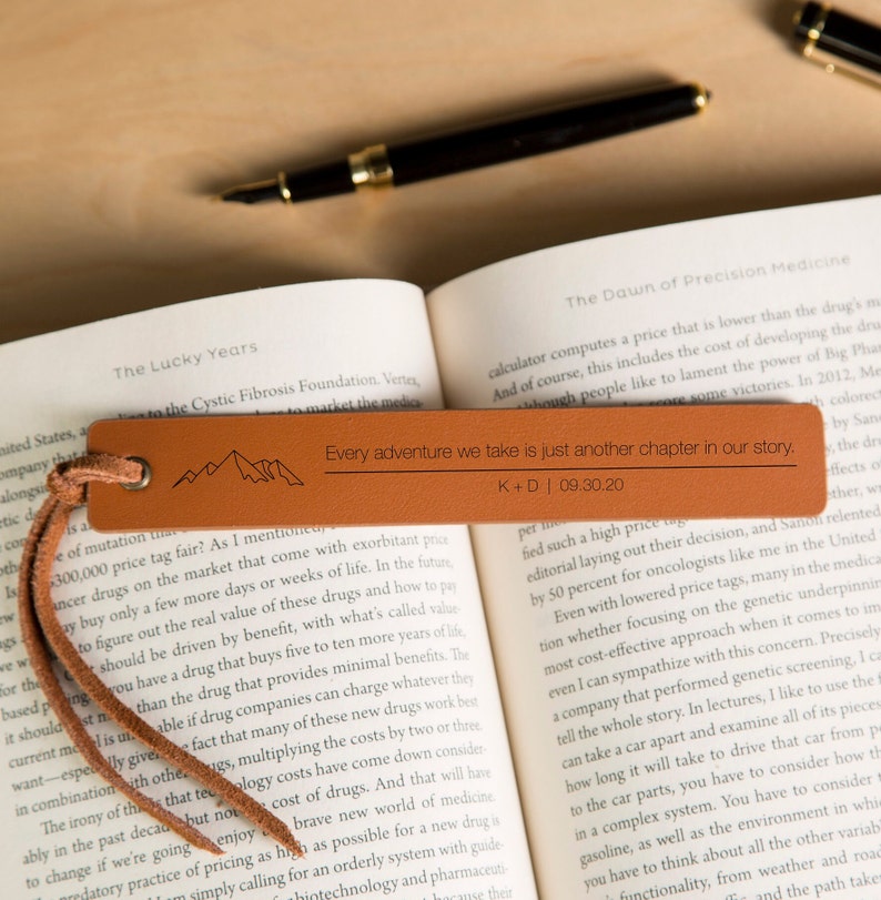 Engraved Leather Bookmark, 3rd Anniversary Bookmark Custom Handwritten Note Bookmark, Cute Mother's Day Gift Idea from Daughter Son To Mom image 2